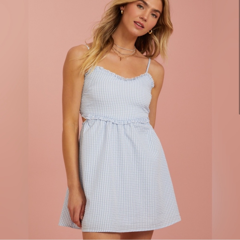 Altar’d State Blue Gingham Dress NWT